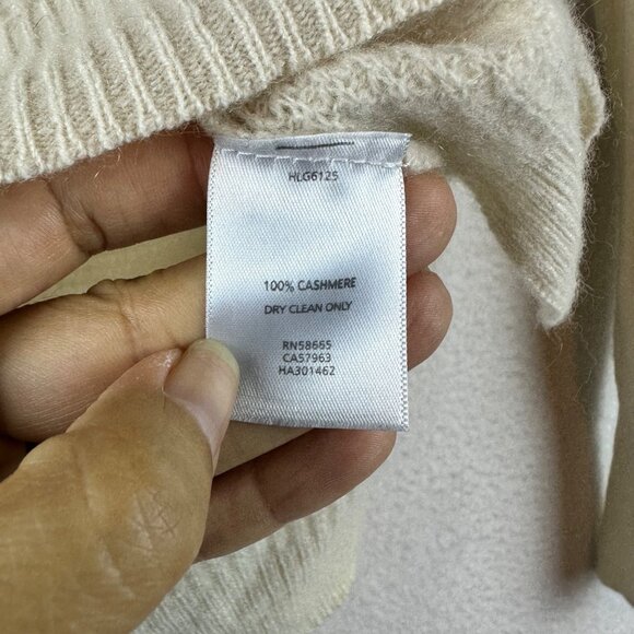 Halogen Womens V-Neck 100% Cashmere Sweater XS Cream Textured Knit Long Sleeve - Picture 6 of 13